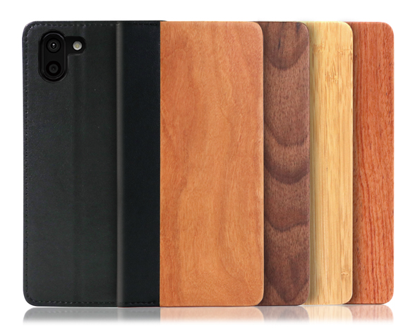 「Nature Series」AQUOS R2用 天然木使用 名入れ・柄入れ対応 手帳型スマホケース