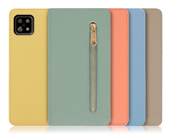 「Pocket Series」AQUOS sense6用 便利なファスナー付きポケット搭載 手帳型スマホケース