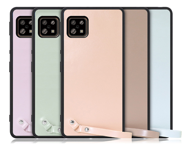 「Macaron-Shell Series」AQUOS sense6用 マカロンカラーで気分アップ 厳選本革仕様 背面型ケース