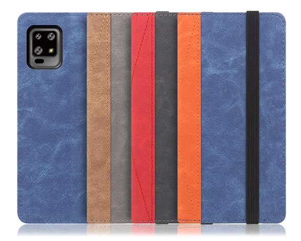 「Retro Series」AQUOS zero6用 バイカラー×レトロ　多収納ポケット付き 手帳型スマホケース
